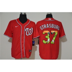 Nationals 37 Stephen Strasburg Red Nike Cool Base Player Jersey