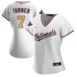 Women Nationals 7 Trea Turner White Gold Women Nike 2020 Gold Program Cool Base Jersey