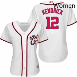 Womens Majestic Washington Nationals 12 Howie Kendrick Replica White Home Cool Base MLB Jersey 