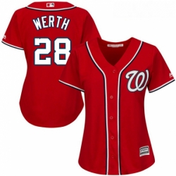 Womens Majestic Washington Nationals 28 Jayson Werth Authentic Red Alternate 1 Cool Base MLB Jersey