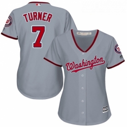 Womens Majestic Washington Nationals 7 Trea Turner Authentic Grey Road Cool Base MLB Jersey