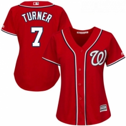 Womens Majestic Washington Nationals 7 Trea Turner Replica Red Alternate 1 Cool Base MLB Jersey