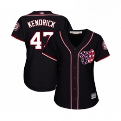 Womens Washington Nationals 47 Howie Kendrick Replica Navy Blue Alternate 2 Cool Base Baseball Jersey 