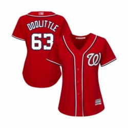 Womens Washington Nationals 63 Sean Doolittle Replica Red Alternate 1 Cool Base Baseball Jersey 