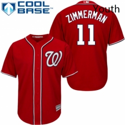 Youth Majestic Washington Nationals 11 Ryan Zimmerman Authentic Red Alternate 1 Cool Base MLB Jersey