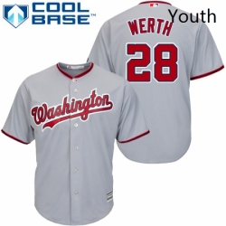 Youth Majestic Washington Nationals 28 Jayson Werth Authentic Grey Road Cool Base MLB Jersey