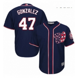 Youth Majestic Washington Nationals 47 Gio Gonzalez Authentic Navy Blue Alternate 2 Cool Base MLB Jersey