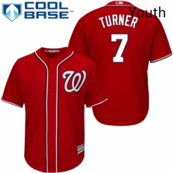 Youth Majestic Washington Nationals 7 Trea Turner Replica Red Alternate 1 Cool Base MLB Jersey