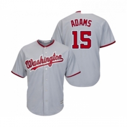 Youth Washington Nationals 15 Matt Adams Replica Grey Road Cool Base Baseball Jersey 