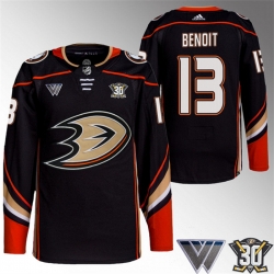 Men Anaheim Ducks 13 Simon Benoit Black 30th Anniversary Stitched Jersey