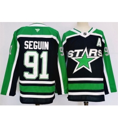 Men Dallas Stars 91 Tyler Seguin Black 2024 25 Reverse Retro Stitched Jersey