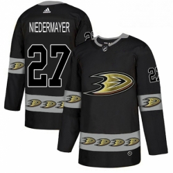 Mens Adidas Anaheim Ducks 27 Scott Niedermayer Premier Black Team Logo Fashion NHL Jersey 