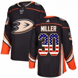 Mens Adidas Anaheim Ducks 30 Ryan Miller Authentic Black USA Flag Fashion NHL Jersey 