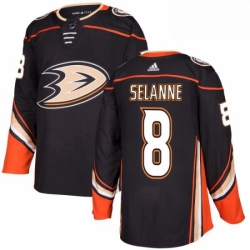 Mens Adidas Anaheim Ducks 8 Teemu Selanne Premier Black Home NHL Jersey 