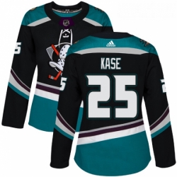 Womens Adidas Anaheim Ducks 25 Ondrej Kase Authentic Black Teal Third NHL Jersey 