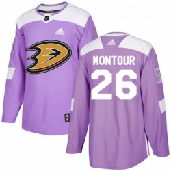 Youth Adidas Anaheim Ducks 26 Brandon Montour Authentic Purple Fights Cancer Practice NHL Jersey 