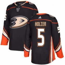 Youth Adidas Anaheim Ducks 5 Korbinian Holzer Authentic Black Home NHL Jersey 