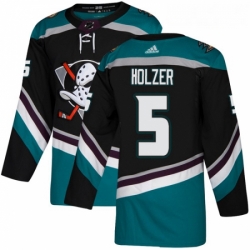 Youth Adidas Anaheim Ducks 5 Korbinian Holzer Authentic Black Teal Third NHL Jersey 