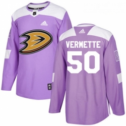 Youth Adidas Anaheim Ducks 50 Antoine Vermette Authentic Purple Fights Cancer Practice NHL Jersey 