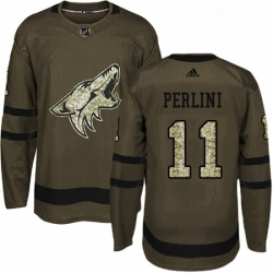 Mens Adidas Arizona Coyotes 11 Brendan Perlini Premier Green Salute to Service NHL Jersey 