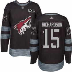 Mens Adidas Arizona Coyotes 15 Brad Richardson Premier Black 1917 2017 100th Anniversary NHL Jersey 