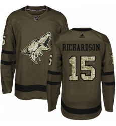 Mens Adidas Arizona Coyotes 15 Brad Richardson Premier Green Salute to Service NHL Jersey 