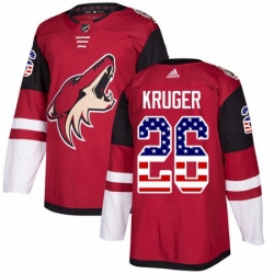 Mens Adidas Arizona Coyotes 26 Marcus Kruger Authentic Red USA Flag Fashion NHL Jersey 