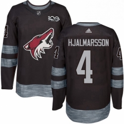 Mens Adidas Arizona Coyotes 4 Niklas Hjalmarsson Premier Black 1917 2017 100th Anniversary NHL Jersey 