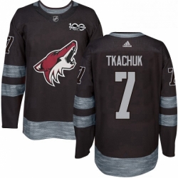 Mens Adidas Arizona Coyotes 7 Keith Tkachuk Premier Black 1917 2017 100th Anniversary NHL Jersey 