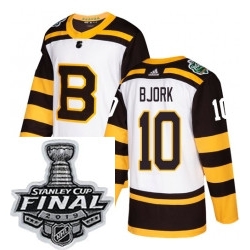 Mens Adidas Boston Bruins 10 Anders Bjork Authentic White 2019 Winter Classic NHL Jersey (1)