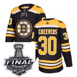 Mens Adidas Boston Bruins 30 Gerry Cheevers Authentic Black Home NHL Jersey