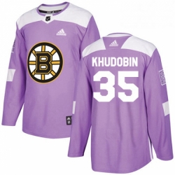 Mens Adidas Boston Bruins 35 Anton Khudobin Authentic Purple Fights Cancer Practice NHL Jersey 