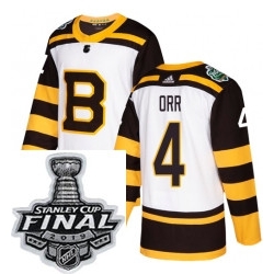 Mens Adidas Boston Bruins 4 Bobby Orr Authentic White 2019 Winter Classic NHL Jersey