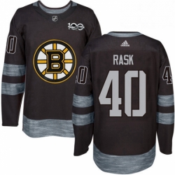 Mens Adidas Boston Bruins 40 Tuukka Rask Authentic Black 1917 2017 100th Anniversary NHL Jersey 