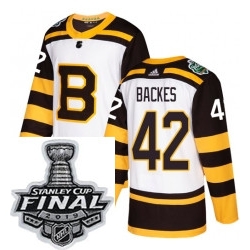 Mens Adidas Boston Bruins 42 David Backes Authentic White 2019 Winter Classic NHL Jersey