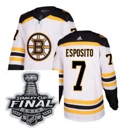 Mens Adidas Boston Bruins 7 Phil Esposito Authentic White Away NHL Jersey