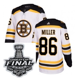 Mens Adidas Boston Bruins 86 Kevan Miller Authentic White Away NHL Jersey