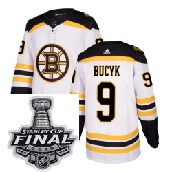 Mens Adidas Boston Bruins 9 Johnny Bucyk Authentic White Away NHL Jersey