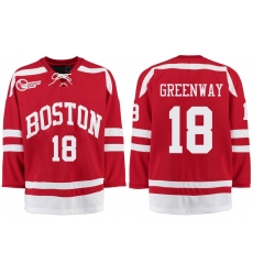 Boston University Terriers BU 18 Jordan Greenway Red Stitched Hockey Jersey