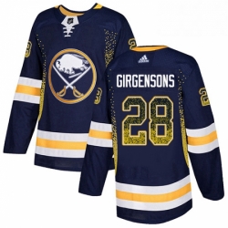 Mens Adidas Buffalo Sabres 28 Zemgus Girgensons Authentic Navy Blue Drift Fashion NHL Jersey 