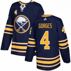 Mens Adidas Buffalo Sabres 4 Josh Gorges Authentic Navy Blue Home NHL Jersey 