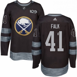 Mens Adidas Buffalo Sabres 41 Justin Falk Authentic Black 1917 2017 100th Anniversary NHL Jersey 