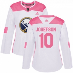 Womens Adidas Buffalo Sabres 10 Jacob Josefson Authentic WhitePink Fashion NHL Jersey 