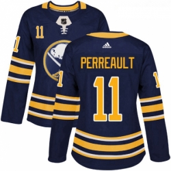 Womens Adidas Buffalo Sabres 11 Gilbert Perreault Premier Navy Blue Home NHL Jersey 