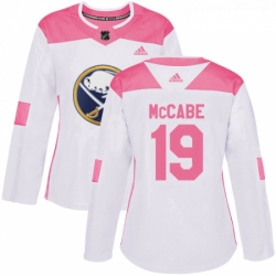 Womens Adidas Buffalo Sabres 19 Jake McCabe Authentic WhitePink Fashion NHL Jersey 