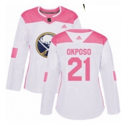 Womens Adidas Buffalo Sabres 21 Kyle Okposo Authentic WhitePink Fashion NHL Jersey 