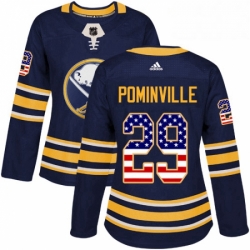 Womens Adidas Buffalo Sabres 29 Jason Pominville Authentic Navy Blue USA Flag Fashion NHL Jersey 