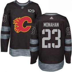 Mens Adidas Calgary Flames 23 Sean Monahan Authentic Black 1917 2017 100th Anniversary NHL Jersey 