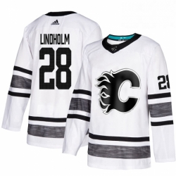 Mens Adidas Calgary Flames 28 Elias Lindholm White 2019 All Star Game Parley Authentic Stitched NHL Jersey 