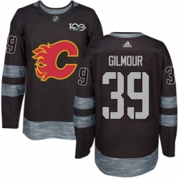 Mens Adidas Calgary Flames 39 Doug Gilmour Authentic Black 1917 2017 100th Anniversary NHL Jersey 